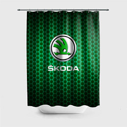 Шторка для душа Skoda - Неоновые соты, цвет: 3D-принт