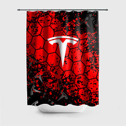 Шторка для душа Tesla Logo соты, цвет: 3D-принт