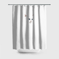 Шторка для душа Белый незаметный кот, цвет: 3D-принт