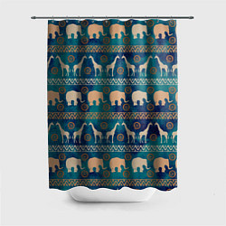 Шторка для душа Жирафы и слоны, цвет: 3D-принт