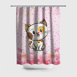 Шторка для душа Милый пятнистый котик, цвет: 3D-принт