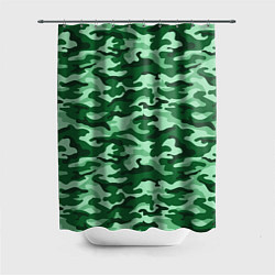Шторка для душа Зеленый монохромный камуфляж, цвет: 3D-принт