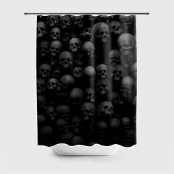 Шторка для душа Черепа на черном фоне паттерн, цвет: 3D-принт