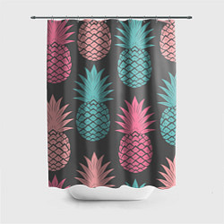 Шторка для ванной Большие неоновые ананасы