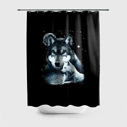Шторка для душа Ночные Волки, цвет: 3D-принт