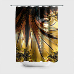 Шторка для душа Черный с золотым фрактал Абстракция, цвет: 3D-принт