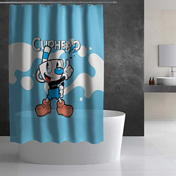 Шторка для душа Cuphead синяя чашечка, цвет: 3D-принт — фото 2