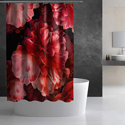 Шторка для душа Цветы Красные Пионы, цвет: 3D-принт — фото 2