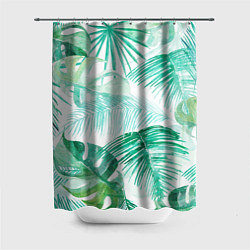 Шторка для душа Цветы Тропическая Акварель, цвет: 3D-принт