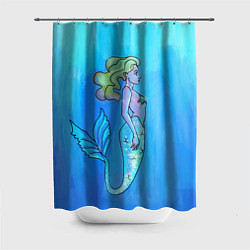 Шторка для душа Русалка с блестящим хвостом под водой, цвет: 3D-принт