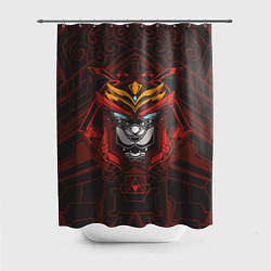 Шторка для душа Голова кота-самурая, цвет: 3D-принт