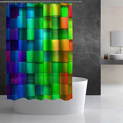 Шторка для душа РАЗНОЦВЕТНЫЕ КУБИКИ MULTICOLORED CUBES, цвет: 3D-принт — фото 2