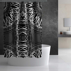 Шторка для душа Черно-белый этнический орнамент, цвет: 3D-принт — фото 2