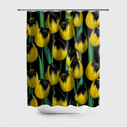 Шторка для душа Цветы Желтые Тюльпаны, цвет: 3D-принт