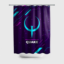 Шторка для душа Символ Quake в неоновых цветах на темном фоне, цвет: 3D-принт