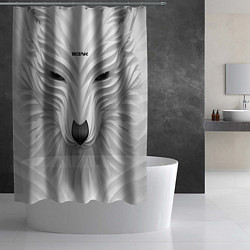 Шторка для душа Волк белый - с надписью, цвет: 3D-принт — фото 2