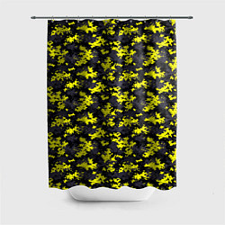Шторка для душа Камуфляж Пиксельный Чёрно-Жёлтый, цвет: 3D-принт