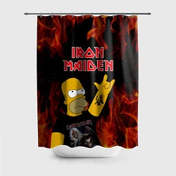 Шторка для душа Iron Maiden Гомер Симпсон Рокер, цвет: 3D-принт