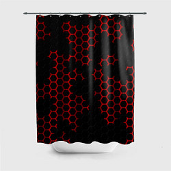 Шторка для душа НАНОКОСТЮМ Black and Red Hexagon Гексагоны, цвет: 3D-принт