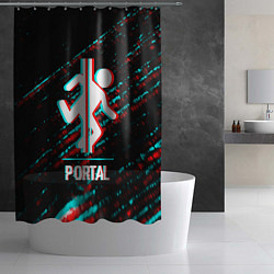 Шторка для душа Portal в стиле Glitch Баги Графики на темном фоне, цвет: 3D-принт — фото 2