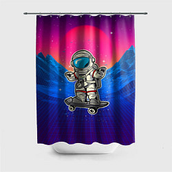 Шторка для душа Космонавт на скейте, цвет: 3D-принт