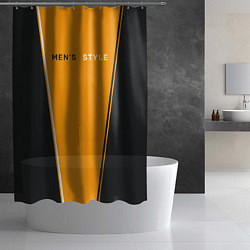 Шторка для душа Mens style мужской стиль - чёрный с оранжевым, цвет: 3D-принт — фото 2
