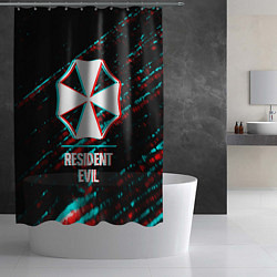 Шторка для душа Resident Evil в стиле Glitch Баги Графики на темно, цвет: 3D-принт — фото 2