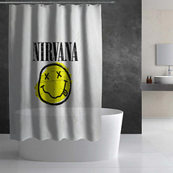 Шторка для душа Nirvana логотип гранж, цвет: 3D-принт — фото 2