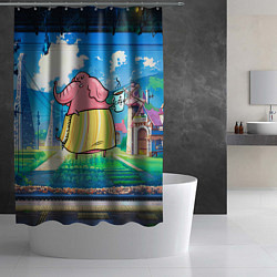Шторка для душа Слониха с кофе, цвет: 3D-принт — фото 2