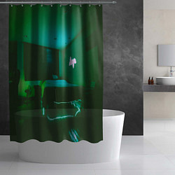 Шторка для душа Неоновая спальня - Зелёный, цвет: 3D-принт — фото 2