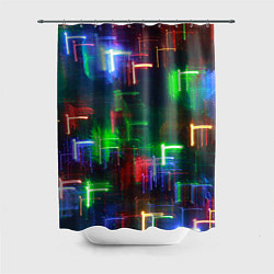 Шторка для душа Неоновые знаки - Зелёный, цвет: 3D-принт