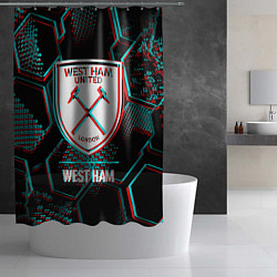 Шторка для душа West Ham FC в стиле Glitch на темном фоне, цвет: 3D-принт — фото 2