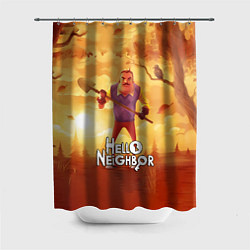 Шторка для душа Hello Neighbor Привет сосед Сосед с лопатой, цвет: 3D-принт