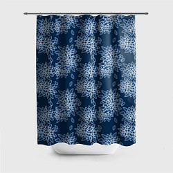 Шторка для душа Темно-синий цветочный узор pattern, цвет: 3D-принт