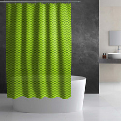 Шторка для душа Зеленые абстрактные линии, цвет: 3D-принт — фото 2