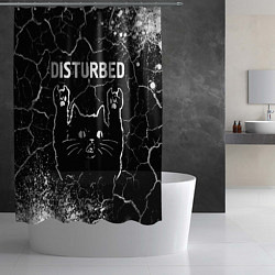 Шторка для душа Группа Disturbed и Рок Кот, цвет: 3D-принт — фото 2