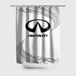 Шторка для душа Infiniti Speed на светлом фоне со следами шин, цвет: 3D-принт