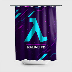 Шторка для душа Символ Half-Life в неоновых цветах на темном фоне, цвет: 3D-принт