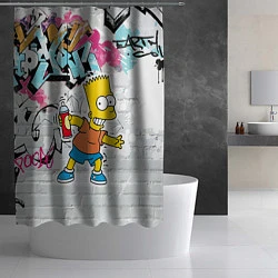 Шторка для душа Барт Симпсон на фоне стены с граффити, цвет: 3D-принт — фото 2