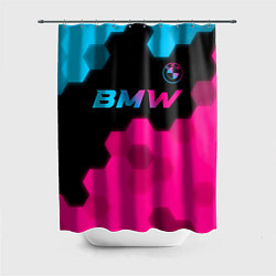 Шторка для душа BMW - neon gradient: символ сверху, цвет: 3D-принт