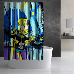 Шторка для душа Барт Симпсон на фоне стены с граффити - стилизация, цвет: 3D-принт — фото 2
