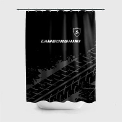 Шторка для ванной Lamborghini speed на темном фоне со следами шин: с