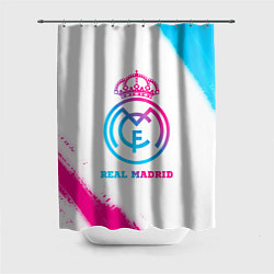 Шторка для душа Real Madrid neon gradient style, цвет: 3D-принт