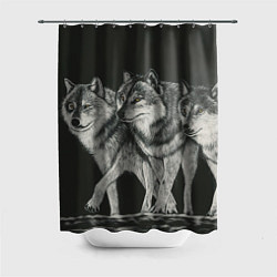 Шторка для душа Три волка, цвет: 3D-принт