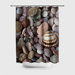 Шторка для душа Морские камни и ракушки, цвет: 3D-принт
