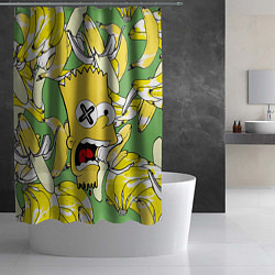Шторка для душа Башка Барта Симпсона среди бананов, цвет: 3D-принт — фото 2