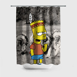 Шторка для душа Барт Симпсон - начинающий индеец, цвет: 3D-принт