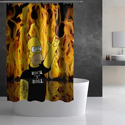 Шторка для душа Homer Simpson - Rock n Roll!, цвет: 3D-принт — фото 2