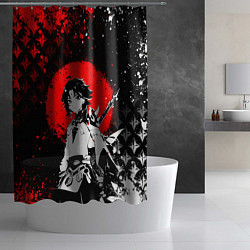 Шторка для душа Аякс Сяо - Мрачный геншин, цвет: 3D-принт — фото 2