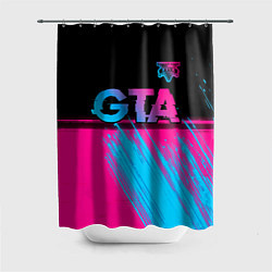 Шторка для душа GTA - neon gradient: символ сверху, цвет: 3D-принт